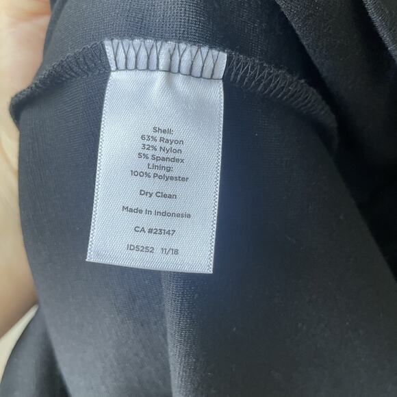 TALBOTS PONTE KNIT DRESS SIZE 6-BLACK-IVORY TRIM-BACK ZIP & SLIT-SHORT SLEEVES - Picture 7 of 11